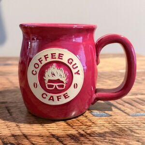 Sunset Hill Stoneware Coffee Guy Cafe Mug Red Handcrafted USA Pottery Cup